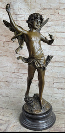 Signed Moreau Large Angel Cupid Love Bronze Sculpture Romance Sculpture Figure