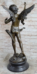 Signed Moreau Large Angel Cupid Love Bronze Sculpture Romance Sculpture Figure
