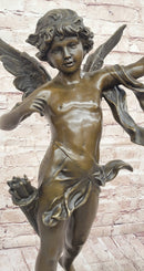 Vintage Style Bronze Putti Cherub Angel Child Cupid w/ Arrows Sculpture Statue