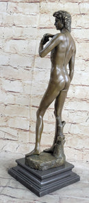 Michelangelo's David Bronze Minature Replica Statue Sculpture Figure 18" x 5"