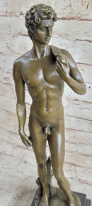Michelangelo's David Bronze Minature Replica Statue Sculpture Figure 18" x 5"