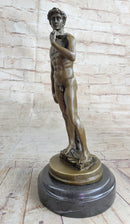 Michelangelo's DAVID Bronze Statue Sculpture Miniature Replica Figure 10" x 4"