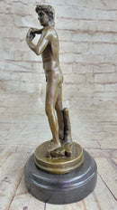 Michelangelo's DAVID Bronze Statue Sculpture Miniature Replica Figure 10" x 4"