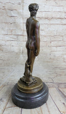Michelangelo's DAVID Bronze Statue Sculpture Miniature Replica Figure 10" x 4"