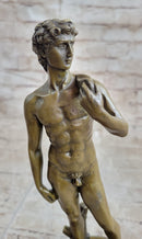 Michelangelo's DAVID Bronze Statue Sculpture Miniature Replica Figure 10" x 4"
