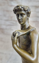 Michelangelo's DAVID Bronze Statue Sculpture Miniature Replica Figure 10" x 4"