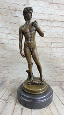 Michelangelo's DAVID Bronze Statue Sculpture Miniature Replica Figure 10" x 4"