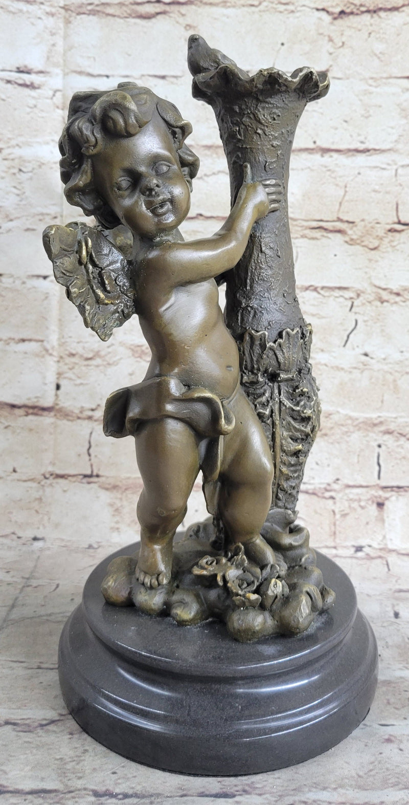 12'' AUGUSTE MOREAU CHERUB ANGEL BRONZE SCULPTURE STATUE DECORATION