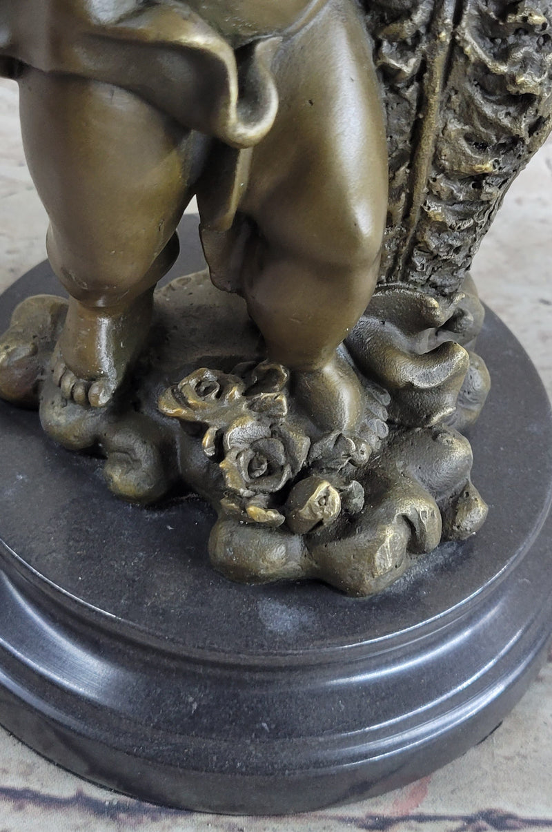 12'' AUGUSTE MOREAU CHERUB ANGEL BRONZE SCULPTURE STATUE DECORATION