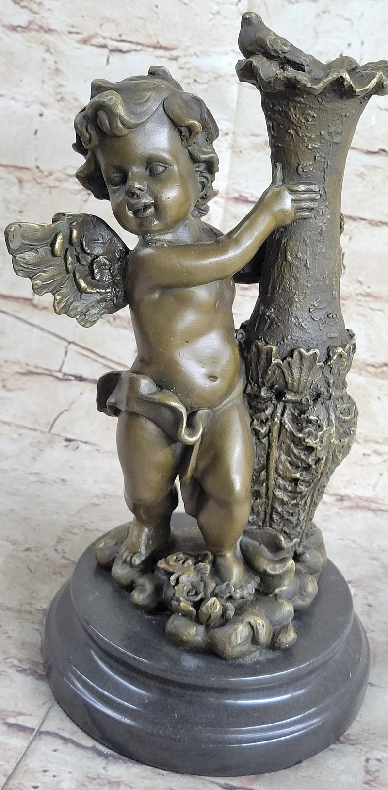 12'' AUGUSTE MOREAU CHERUB ANGEL BRONZE SCULPTURE STATUE DECORATION