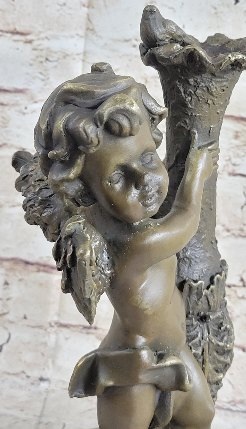 12'' AUGUSTE MOREAU CHERUB ANGEL BRONZE SCULPTURE STATUE DECORATION