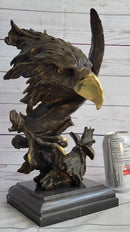 Abstract Eagle Bust w/ Talon and Feather Bronze Statue Sculpture Decor 15" x 11"