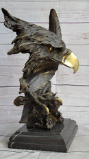 Abstract Eagle Bust w/ Talon and Feather Bronze Statue Sculpture Decor 15" x 11"