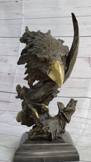 Abstract Eagle Bust w/ Talon and Feather Bronze Statue Sculpture Decor 15" x 11"
