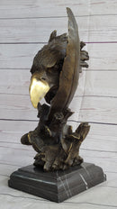 Abstract Eagle Bust w/ Talon and Feather Bronze Statue Sculpture Decor 15" x 11"