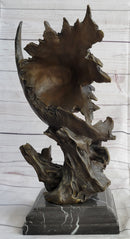 Abstract Eagle Bust w/ Talon and Feather Bronze Statue Sculpture Decor 15" x 11"