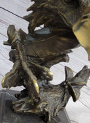 Abstract Eagle Bust w/ Talon and Feather Bronze Statue Sculpture Decor 15" x 11"
