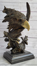 Abstract Eagle Bust w/ Talon and Feather Bronze Statue Sculpture Decor 15" x 11"