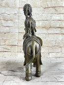 Stacked 3 Lucky Elephants Bronze Metal Statue Sculpture Figurine 12" x 12"