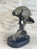 Signed Barye American Eagle On A Tree Branch Bronze Marble Figurine Art Figure