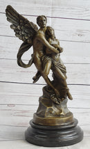 Eros & Psyche Romantic Lovers Angel Bronze Statue Sculpture Figure on Marble Base 13" x 6"