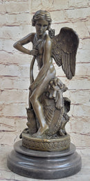 Ipos Fallen Angel w/ Lion Pelt Hot Cast Bronze Sculpture Statue Classical Decor