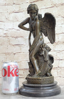 Ipos Fallen Angel w/ Lion Pelt Hot Cast Bronze Sculpture Statue Classical Decor