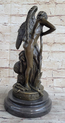 Ipos Fallen Angel w/ Lion Pelt Hot Cast Bronze Sculpture Statue Classical Decor