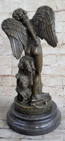 Ipos Fallen Angel w/ Lion Pelt Hot Cast Bronze Sculpture Statue Classical Decor