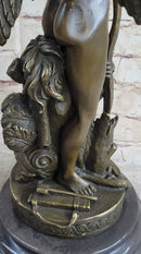 Ipos Fallen Angel w/ Lion Pelt Hot Cast Bronze Sculpture Statue Classical Decor