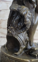 Ipos Fallen Angel w/ Lion Pelt Hot Cast Bronze Sculpture Statue Classical Decor