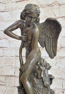 Ipos Fallen Angel w/ Lion Pelt Hot Cast Bronze Sculpture Statue Classical Decor