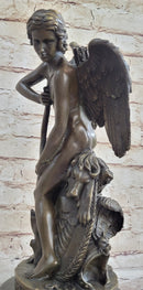 Ipos Fallen Angel w/ Lion Pelt Hot Cast Bronze Sculpture Statue Classical Decor
