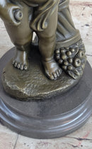 Angelic Young Boy Child Holding Apple Bronze Statue Sculpture Figure 14" x 6"