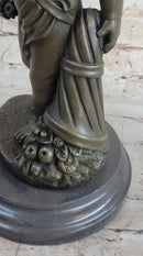 Angelic Young Boy Child Holding Apple Bronze Statue Sculpture Figure 14" x 6"