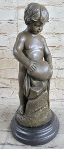Angelic Young Child Pouring Water Bronze Statue Sculpture Figure 13" X 6"