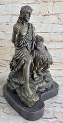 Jesus Christ with Lamb Bronze Statue Figure Figurine Sculpture Christianity 14" x 8"