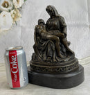 La Pieta by Michelangelo Bronze Sculpture Statue Miniature Replica on Marble Base