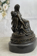 La Pieta by Michelangelo Bronze Sculpture Statue Miniature Replica on Marble Base
