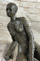Signed Tribute to Dali Lady With Zodiac Outfit Bronze Sculpture Statue Figurine