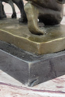 Man Holding 4 Dogs on Chain Leash Bronze Statue Sculpture Figure 10" x 24"