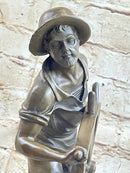 Ship Captain Fisherman Nautical Ocean Sailor Boating Decor Bronze Statue Sculpture 17.5" x 7"
