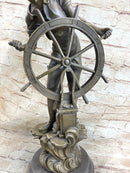 Ship Captain Fisherman Nautical Ocean Sailor Boating Decor Bronze Statue Sculpture 17.5" x 7"
