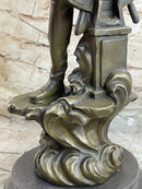 Ship Captain Fisherman Nautical Ocean Sailor Boating Decor Bronze Statue Sculpture 17.5" x 7"