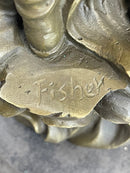 Ship Captain Fisherman Nautical Ocean Sailor Boating Decor Bronze Statue Sculpture 17.5" x 7"