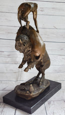 Frederic Remington Buffalo Horse Bronze Sculpture Western American Artist Art