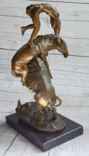 Frederic Remington Buffalo Horse Bronze Sculpture Western American Artist Art