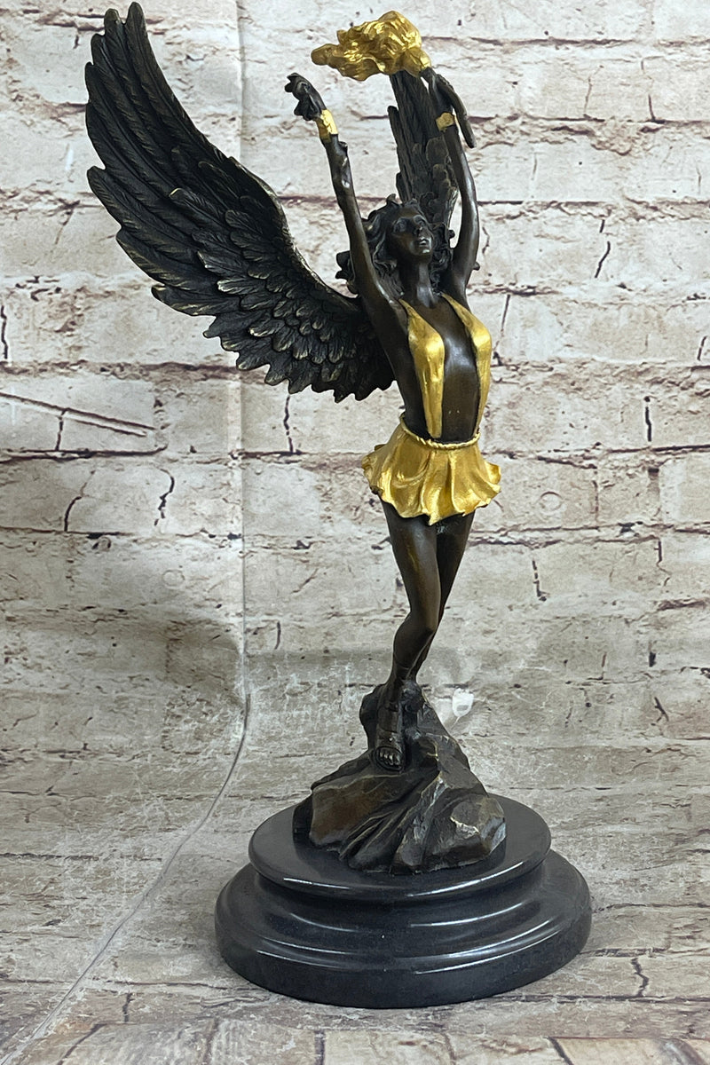 Angel Goddess Holding Victory Torch Hot Cast Bronze Sculpture Statue A
