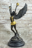 Angel Goddess Holding Victory Torch Hot Cast Bronze Sculpture Statue Art Deco by Moreau