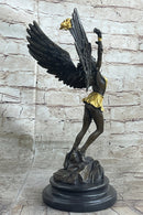 Angel Goddess Holding Victory Torch Hot Cast Bronze Sculpture Statue Art Deco by Moreau